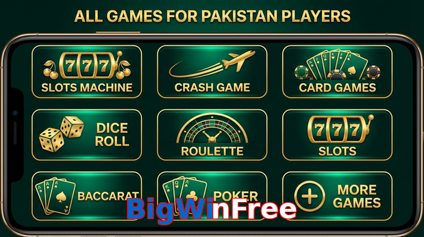 Main screen of BigWinFree games page for PK players